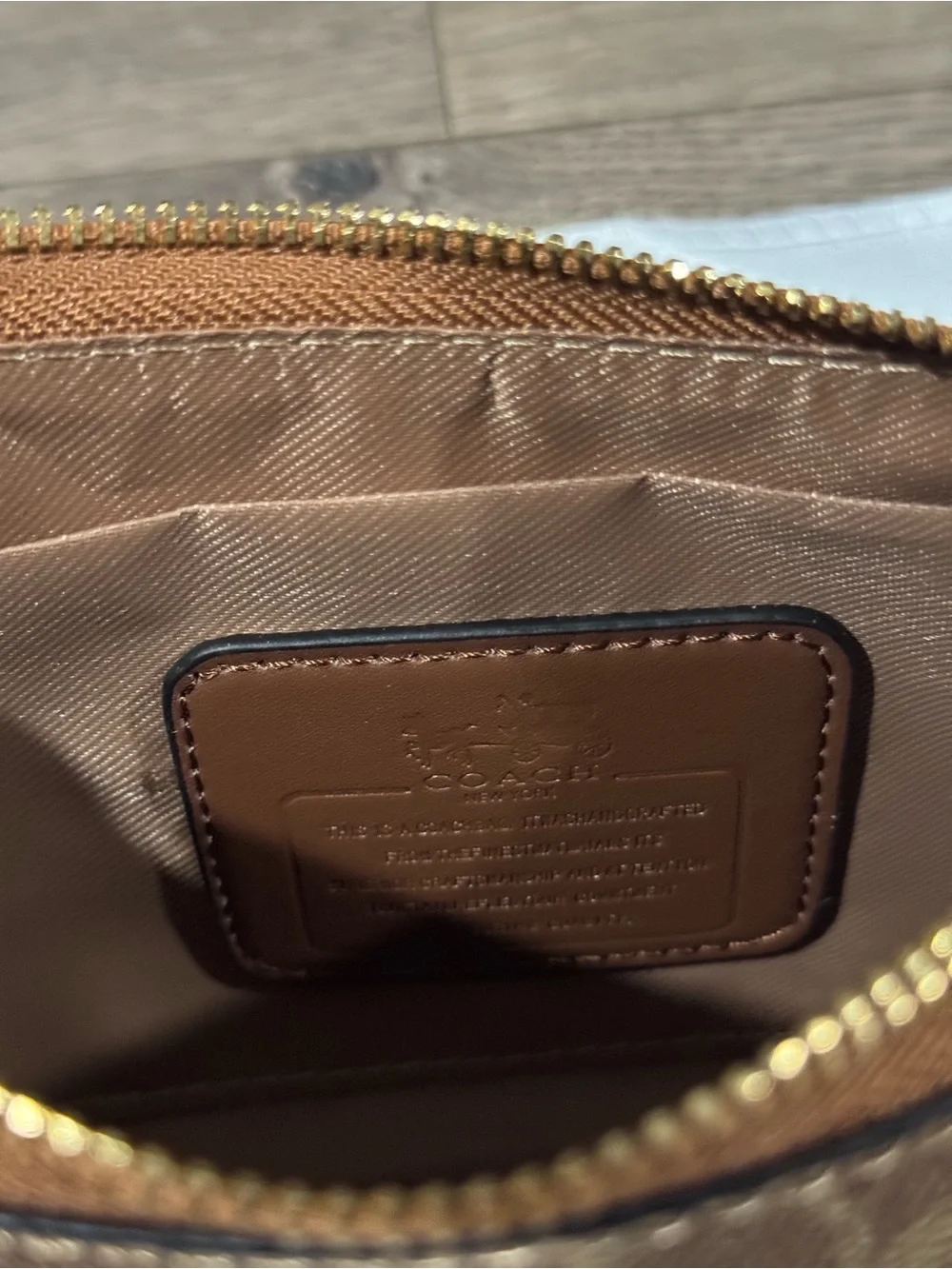 Coach Signature Canvas Shoulder Bag in Brown with Gold Hardware